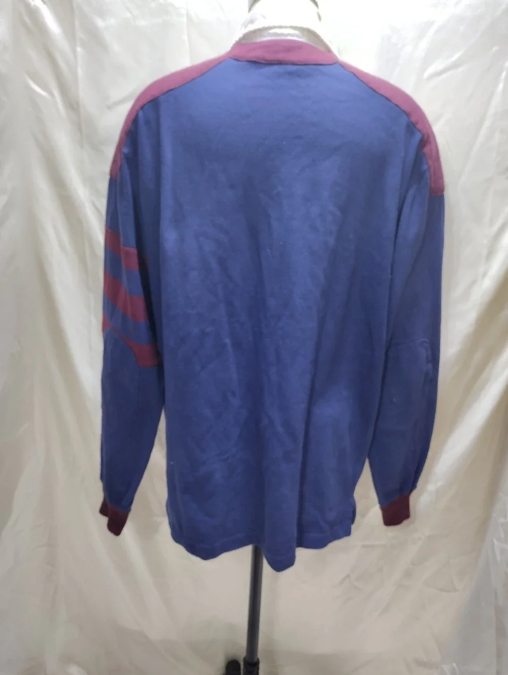 Vtg Polo Ralph Lauren Rugby Shirt Mens L USA Crest Elbow Patch Padded Shoulder.